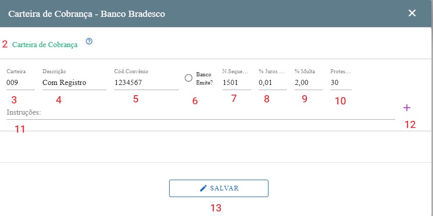Nova Carteira de Cobrança - banco