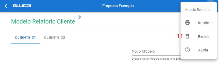 Configurar Relatório Cliente - excluir