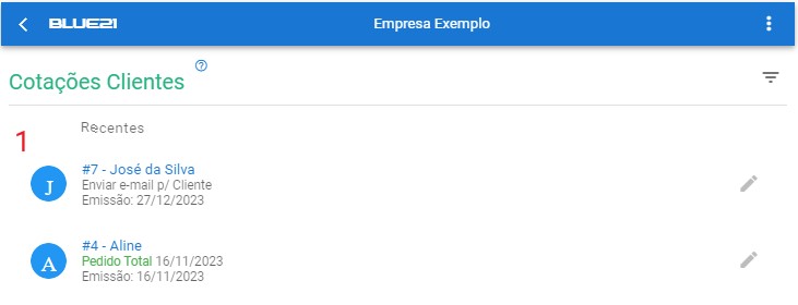 Alterar Cotação Cliente - Selecao