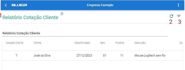 Relatoria Cotação Cliente - Inicio