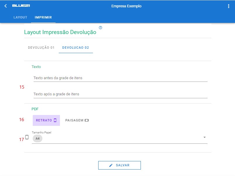 Configurar Layout Devolução Cliente - impressao