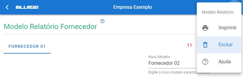 Configurar Relatório Fornecedor - excluir