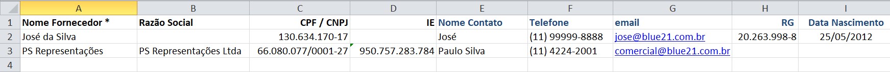 Importar Planilha de Fornecedor - inicio