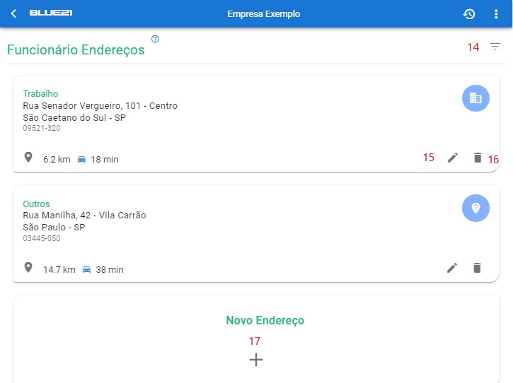 Alterar Funcionário - Endereços lista