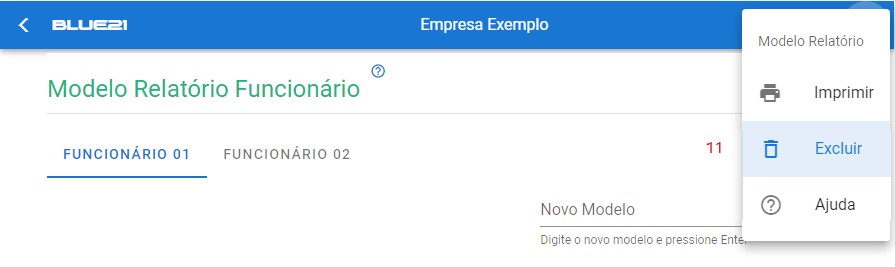 Configurar Relatório Funcionário - excluir