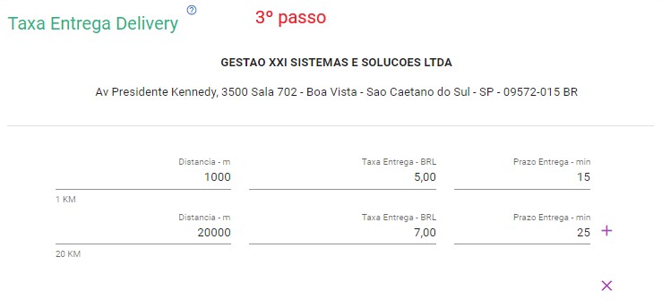 Roteiro Pedido Delivery - taxa entrega