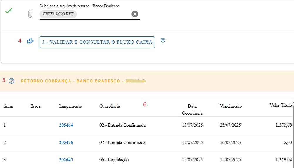 Retorno Cobrança Bancária - relatorio