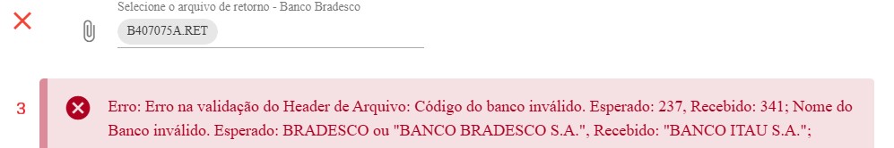 Retorno Cobrança Bancária - validar